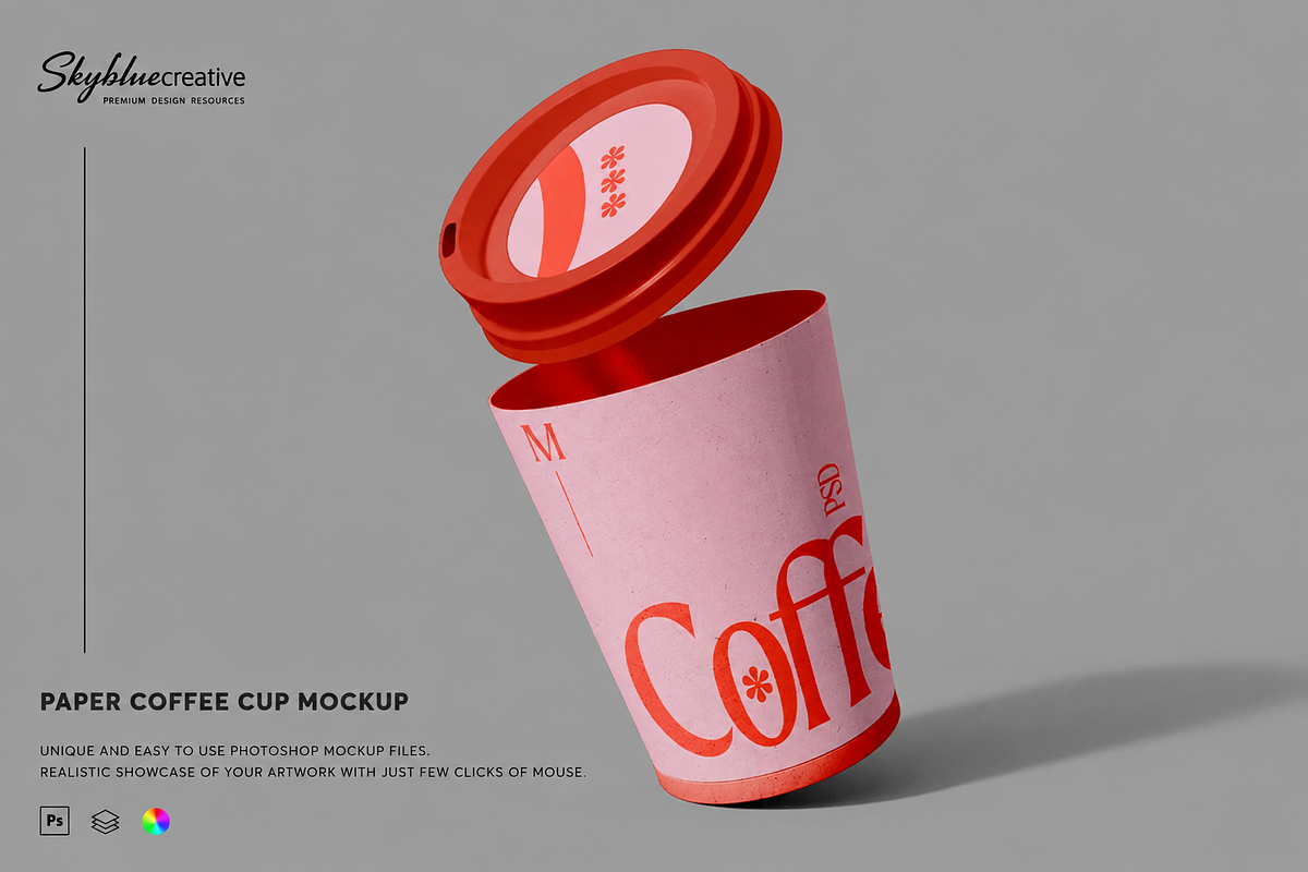 Paper Coffee Cup Mockup, a Cups & Container Mockup by skybluecreative (Photo 1 of 2)
