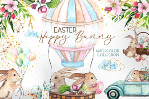 Easter Bunny. Watercolor collection