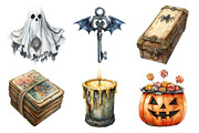 Vintage Creepy Halloween Clipart, an Illustration by Daily.Designs (Thumbnail 2 of 5)