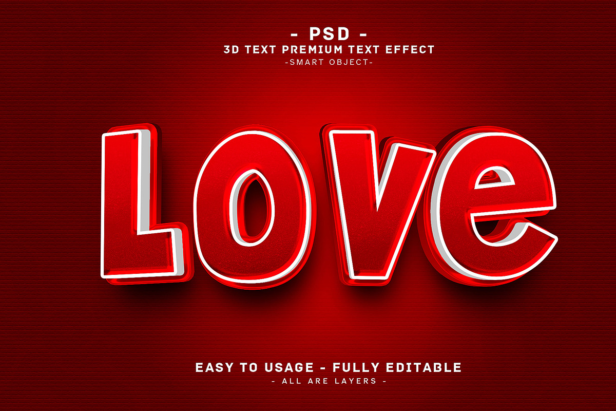 Love 3D Editable Psd Text Effect, a Layer Style Add-On by Md Jahidul99
