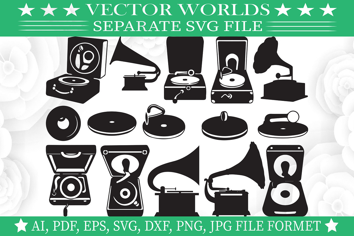 Gramophone SVG, Gramo phone SVG, an Object Graphic by VectorWorlds (Photo 1 of 3)