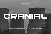 Cranial Bold Futuristic Display Font, a Sans Serif Font by Claymoon Lab (Thumbnail 1 of 9)