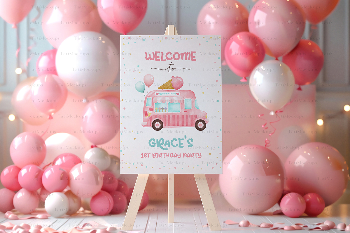Pink Welcome Sign Mockup, 18x24 Mock, a Product Mockup by TatiMockup (Photo 4 of 5)