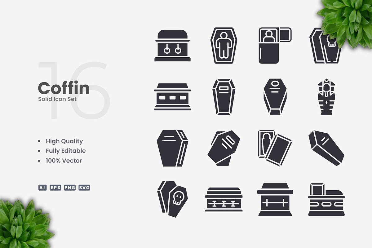 Coffin Solid Icons, an Icon by Upnowgraphic