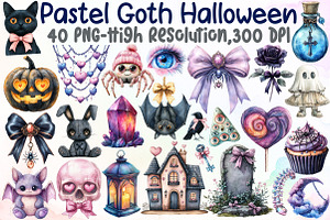 Pastel Goth Halloween Clipart, an Illustration by Sublimation Artist