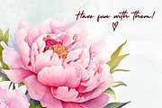 Peony Watercolor Clipart Set, a Decorative Illustration by Loony Dream Designs (Thumbnail 4 of 4)