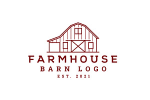 Retro Wood Barn Farm Minimalist Logo