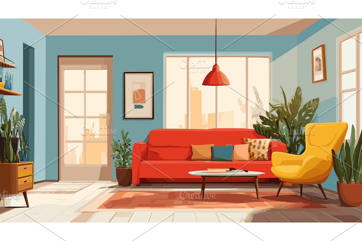 Cozy living room. Apartment home, an Object Illustration by Stock-Smart-Start