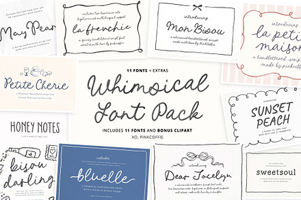 11 Whimsical Handwritten Font Bundle, a Script Font by Pink Coffie