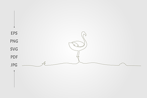 Flamingo continues line art