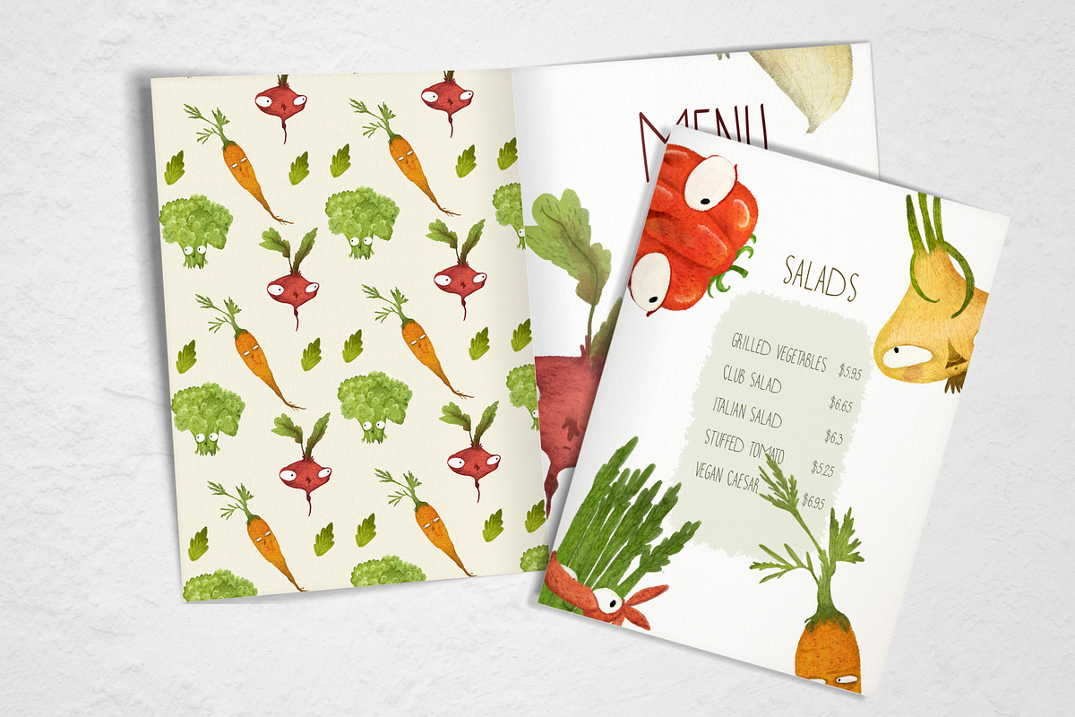 Vegan Menu Watercolor Vegetables, a Food Illustration by Innerlanel (Photo 2 of 3)