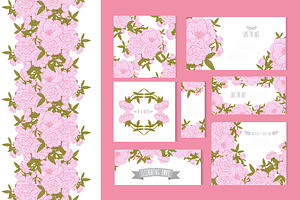 Pink Peony Card Templates Patterns