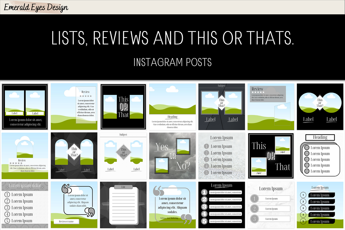 455 Canva Black Instagram Template, a Social Media Template by Emerald Eyes Design (Photo 4 of 12)