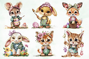 Watercolor Easter Cute Animals Png, an Illustration by Creative Art (Thumbnail 6 of 8)