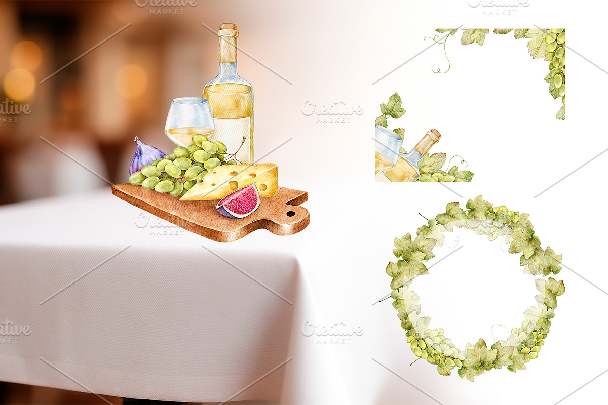 White Wine Watercolor Clipart, a Food Illustration by Eves_Aquadreams (Photo 6 of 8)