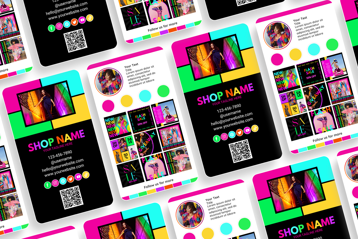 Business Card Template Neon, a Business Card Template by SunshineStudioBoutique (Photo 3 of 10)