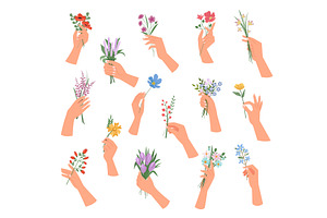 Hands With Flowers. Decorative