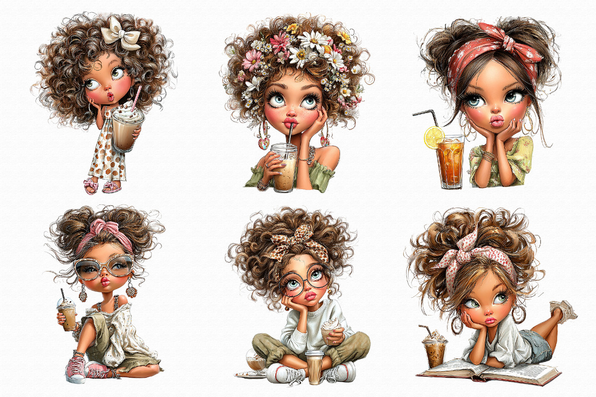 Whimsical Summer Coffee Girls Clipar, an Illustration by Libby Wishes (Photo 6 of 7)