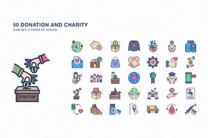 Donation And Charity Icon Set