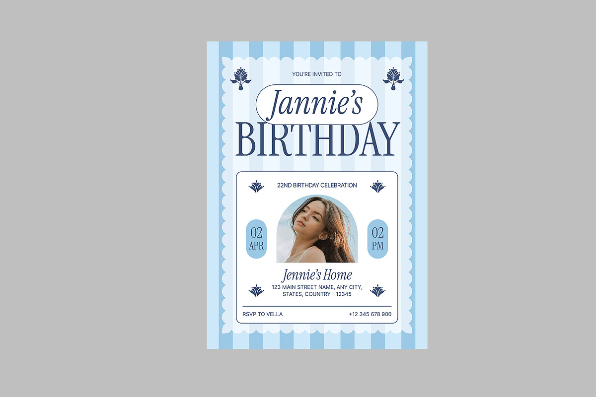 Cute Pastel Birthday Invitation, a Card Template by Neermana (Photo 2 of 4)