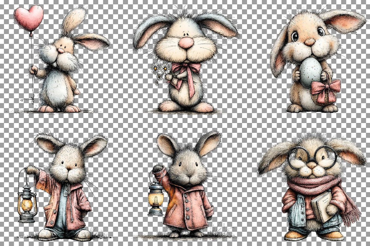 Whimsical Bunny Easter Clipart Bundl, an Illustration by Sublimation Artist (Photo 3 of 7)