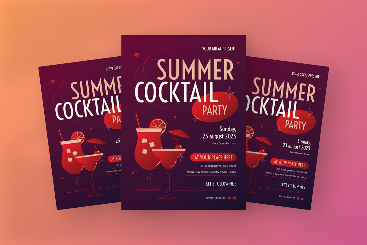 Summer Cocktail Party Flyer, a Flyer Template by SquidPixey (Photo 4 of 6)