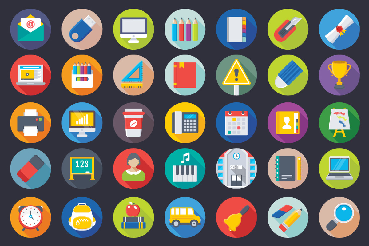 200 Flat School and Education Icons, a Duotone Icon by Creative Stall (Photo 4 of 6)