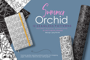 Summer Orchids Seamless Patterns