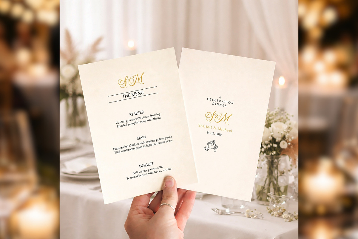 Luxury Wedding Menu Canva bd004, a Card Template by TyphoonStudio (Photo 3 of 8)