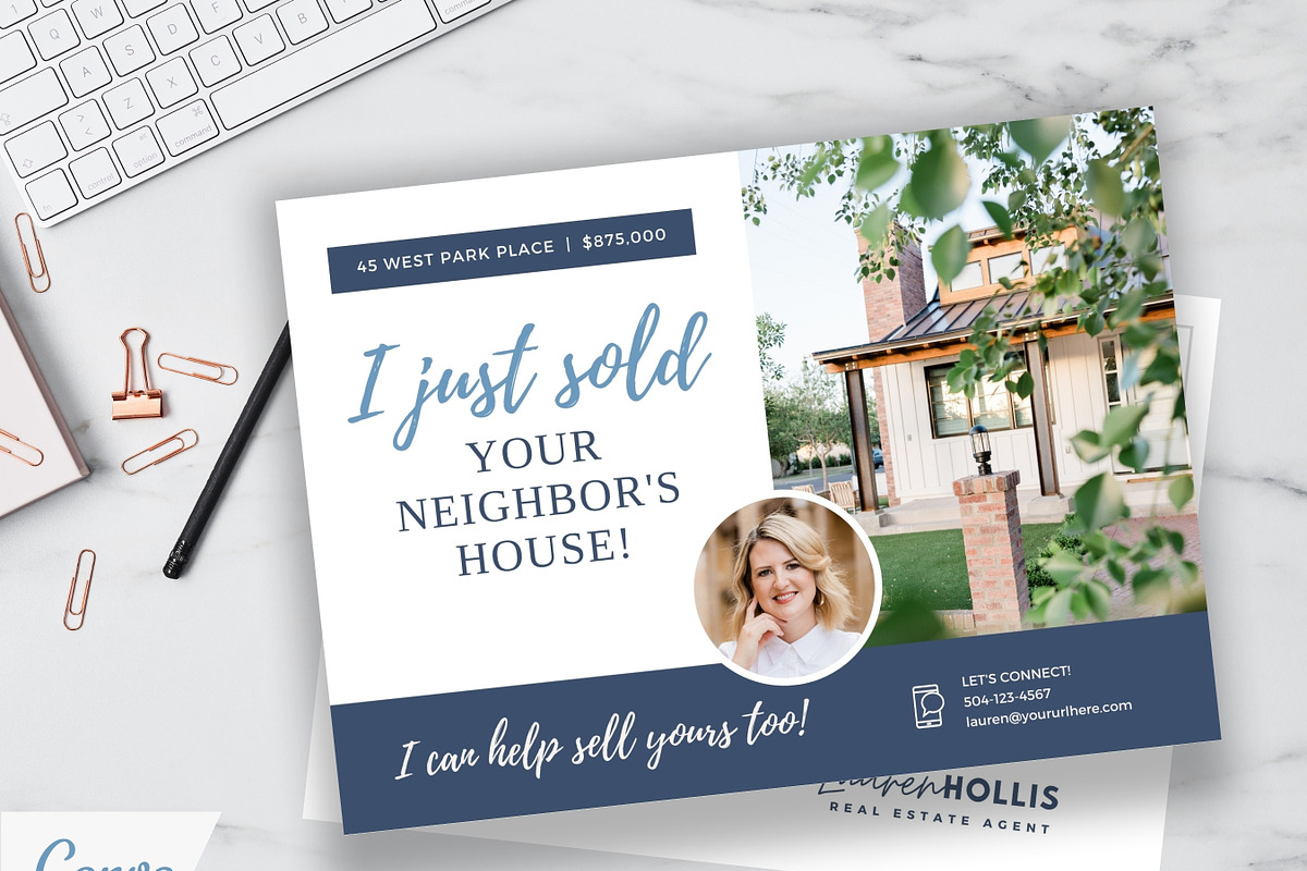 Just Sold Real Estate Postcard Canva, a Flyer Template by Ciera Design Templates (Photo 1 of 8)