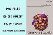 Whimsical MARDI GRAS Clipart PNG Bun, an Illustration by SVGArt (Thumbnail 5 of 7)