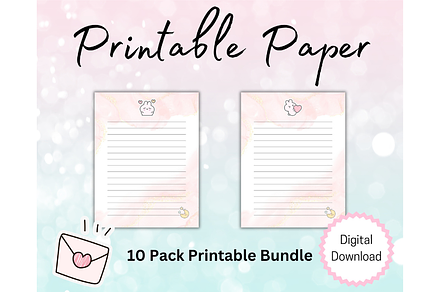 Kawaii Printable Stationery, a Stationery Template by Pixels N Bows