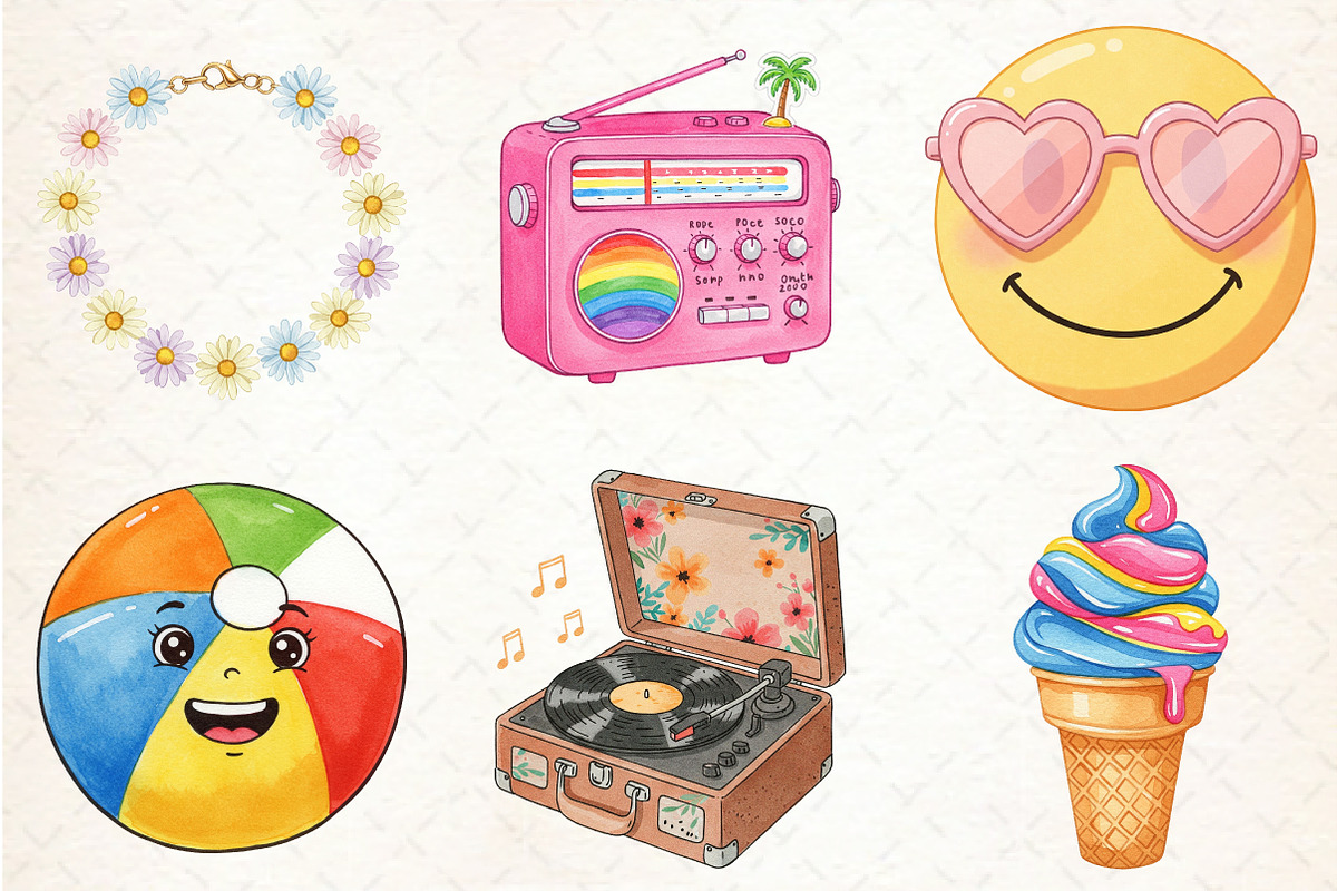 Retro Groovy Summer Clipart, an Illustration by Libby Wishes (Photo 6 of 7)