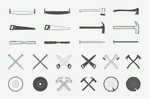 Set Of Vintage Carpentry Logos