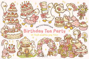 Birthday Tea Party Goose Clipart, an Animal Illustration by Blumensdiary