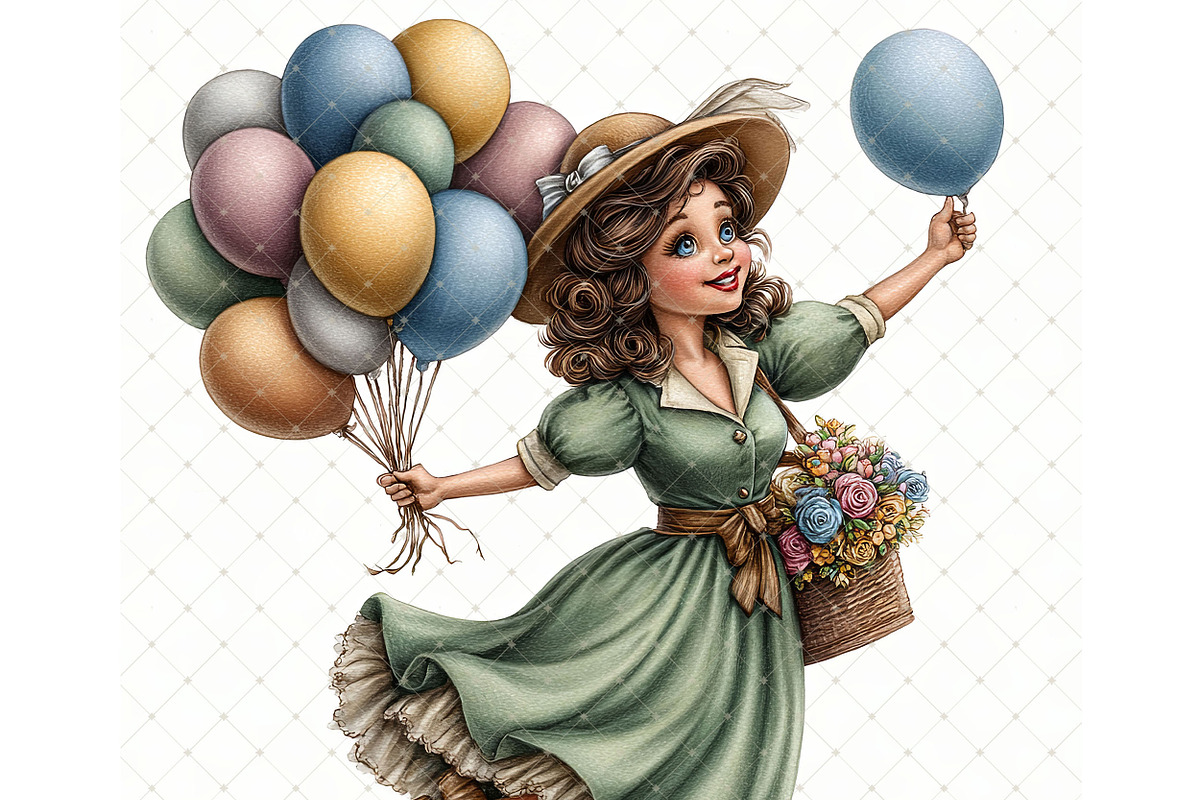 Balloon girl Clipart JPG, a Person Illustration by Memories By Lea (Photo 4 of 18)