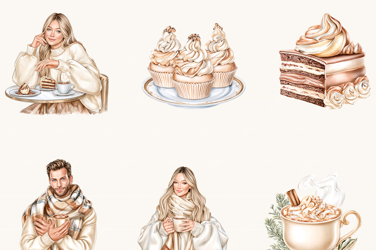 Watercolor Chocolate Christmas, a Seasonal Illustration by BusyDaydesign (Photo 3 of 9)