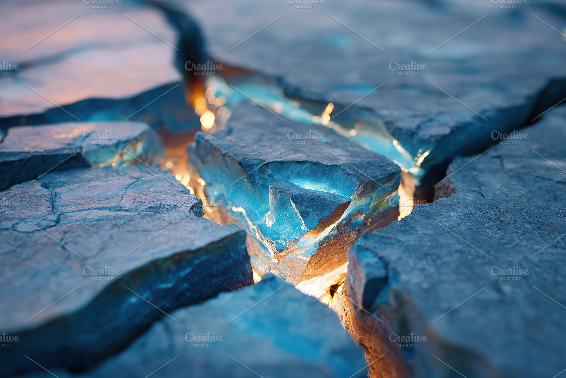 Glowing cracks in stone, an Abstract Photo by AlyaAnd