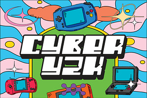 CYBER Y2K Font-Aesthetic Colour Font