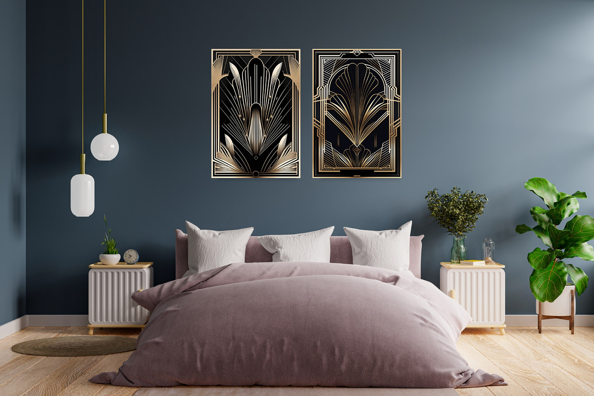 Gold Black Art Deco Wall Art Posters, an Illustration by VectorPanther (Photo 2 of 8)