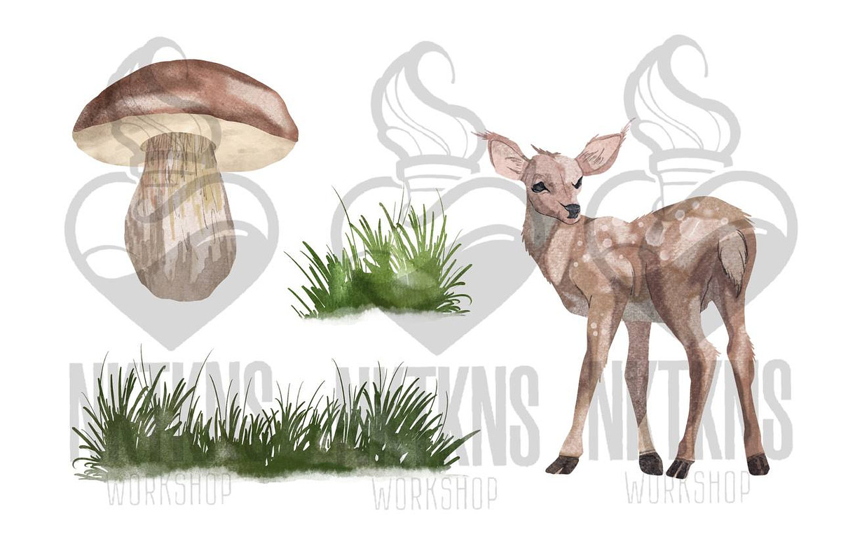 Watercolor Cute Forest clipart., an Animal Illustration by NKTKNS (Photo 3 of 10)