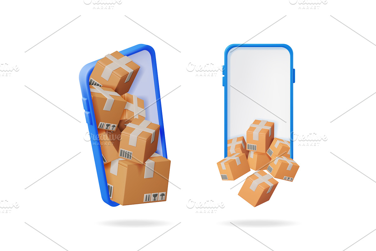 Cardboard boxes coming out of, a Technology Illustration by Abscent