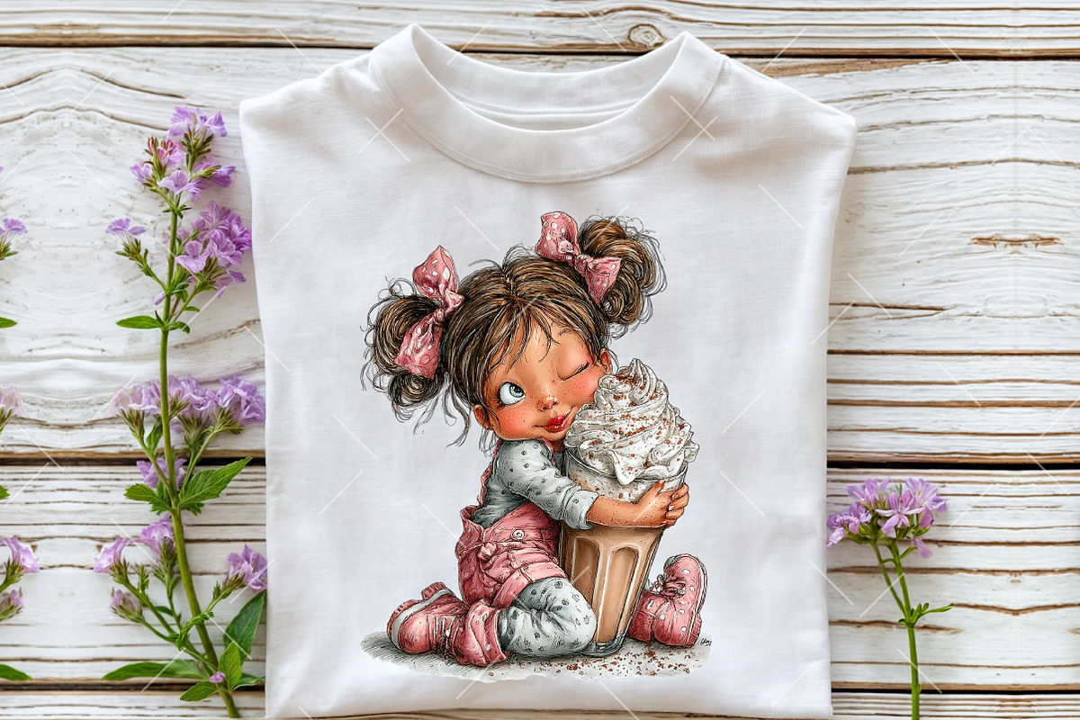 Whimsical Summer Coffee Girl Clipart, an Illustration by OK Design (Photo 6 of 6)