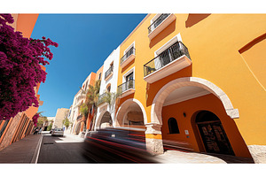 Vibrant street scene with colorful, an Architecture Photo by Sergey Kotenev