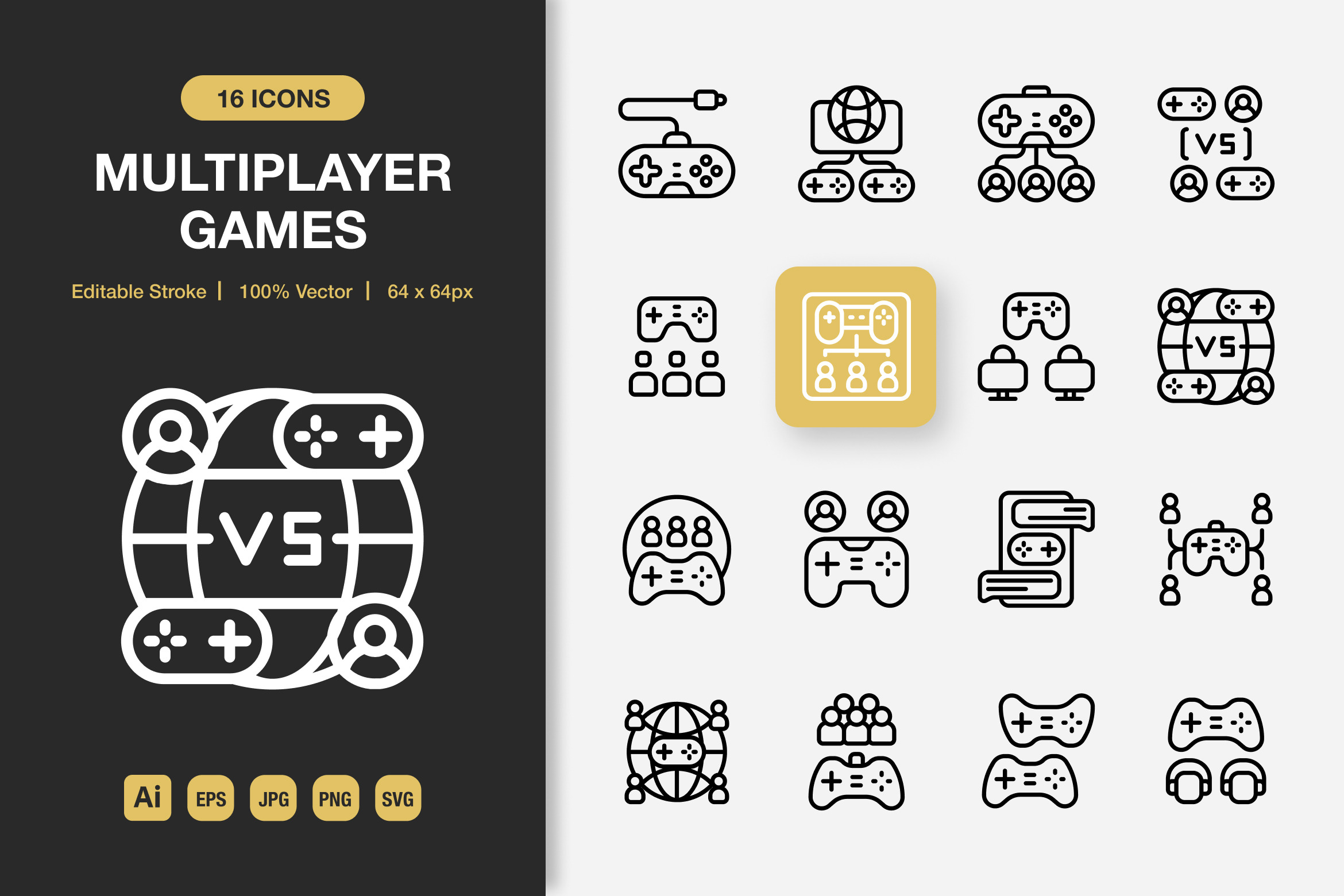 Multiplayer Games Outline Icons, an Outline Icon by Spacepixel Creative