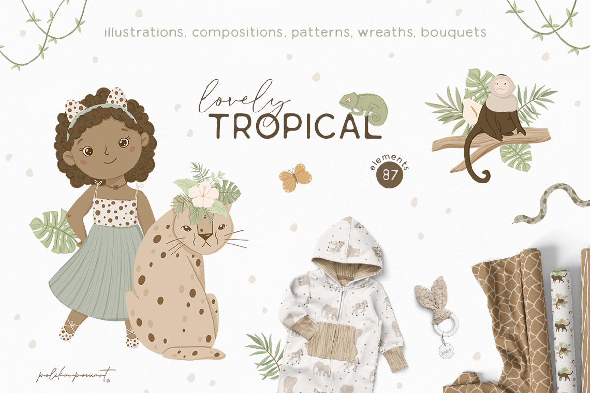 TROPICAL kids illustration & pattern, an Animal Illustration by polikarpovaart (Photo 1 of 14)