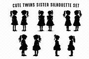 Twin Girls Silhouettes SVG Set, a Person Illustration by Gfx Expert Team (Thumbnail 2 of 3)