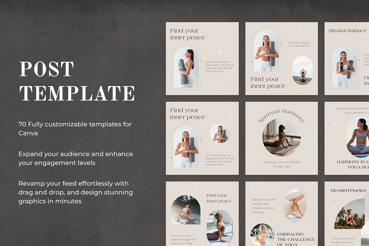 Yoga Minimal Instagram Canva, a Social Media Template by VeliusCreativeStudio (Photo 5 of 9)