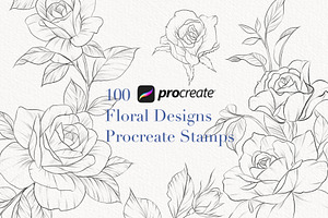 Procreate flower stamp, roses brush