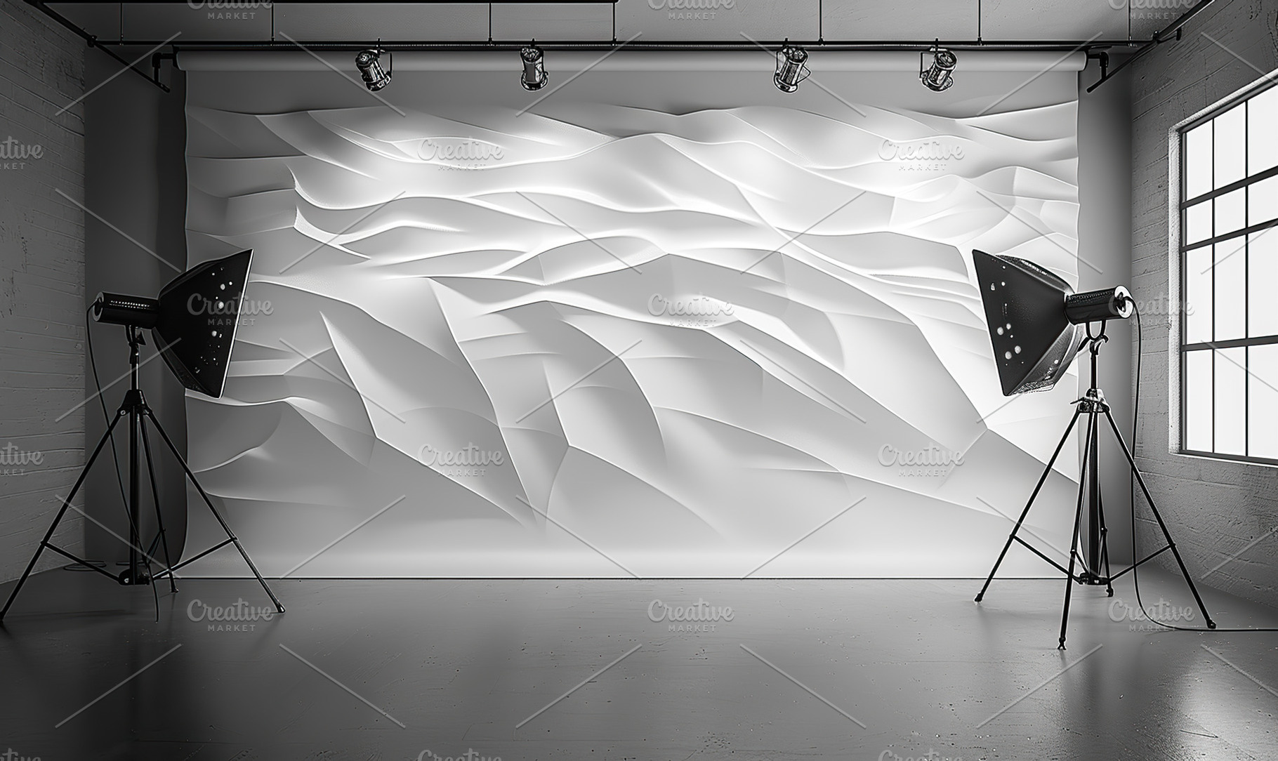A photo studio with stylish abstract, a Photo by LOGOCREATIVE